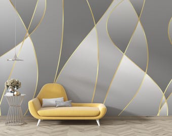 Luxury gold and gray wallpaper installation in La Porte